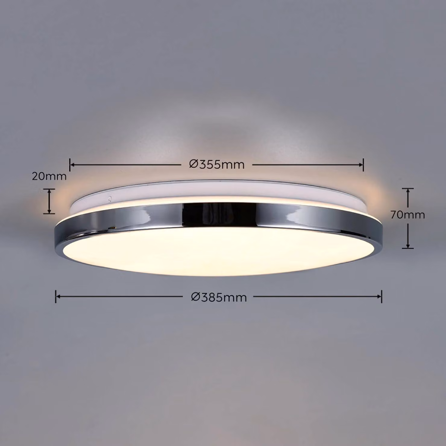Trio Lighting Plafoniera soffitto Fena, dimmerabile, Cromo / Argento, Bagno, Metallo, Moderno, Plafoniera
