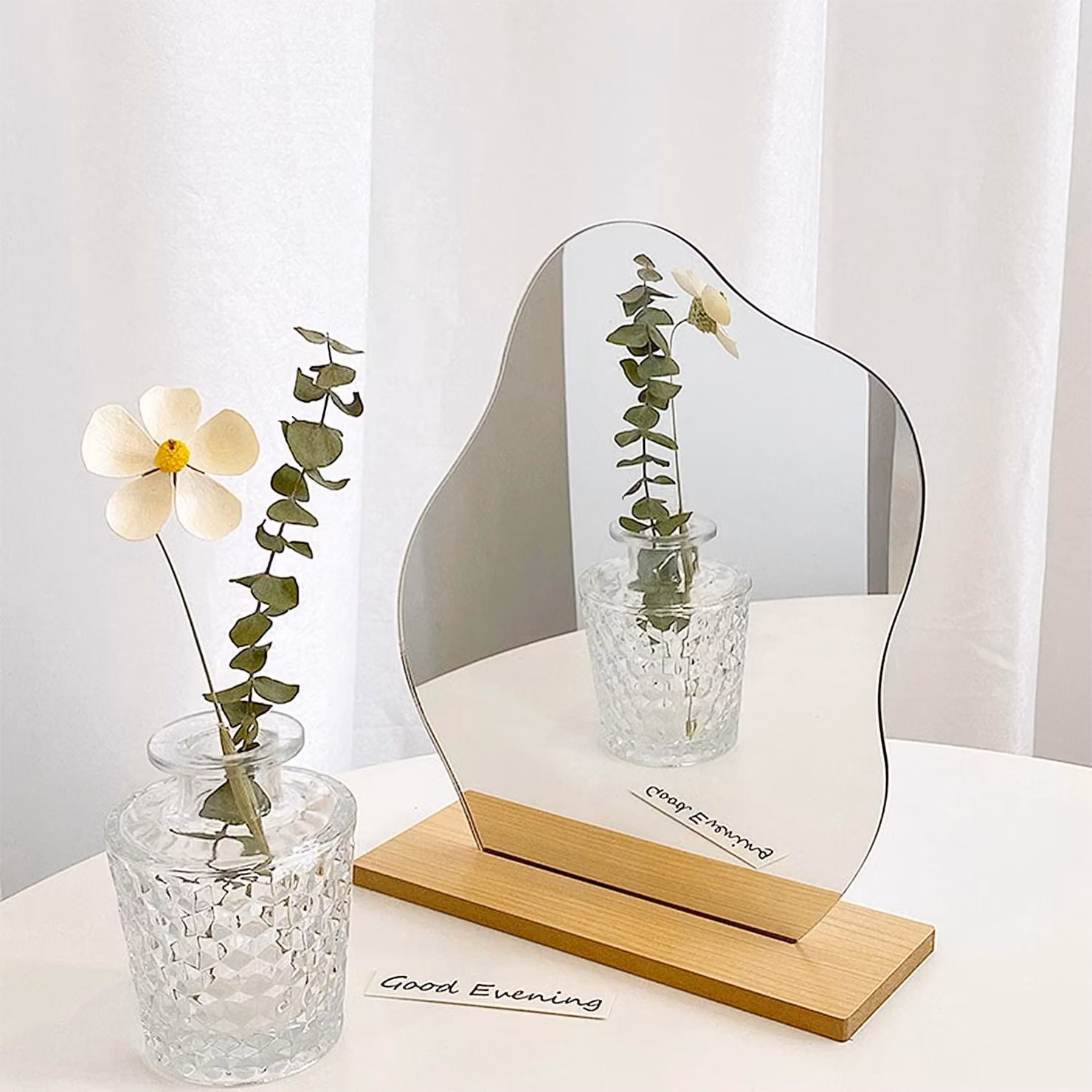 Specchio da trucco in acrilico, senza cornice, con motivo a nuvole, dimensioni 23,6 x 19 cm