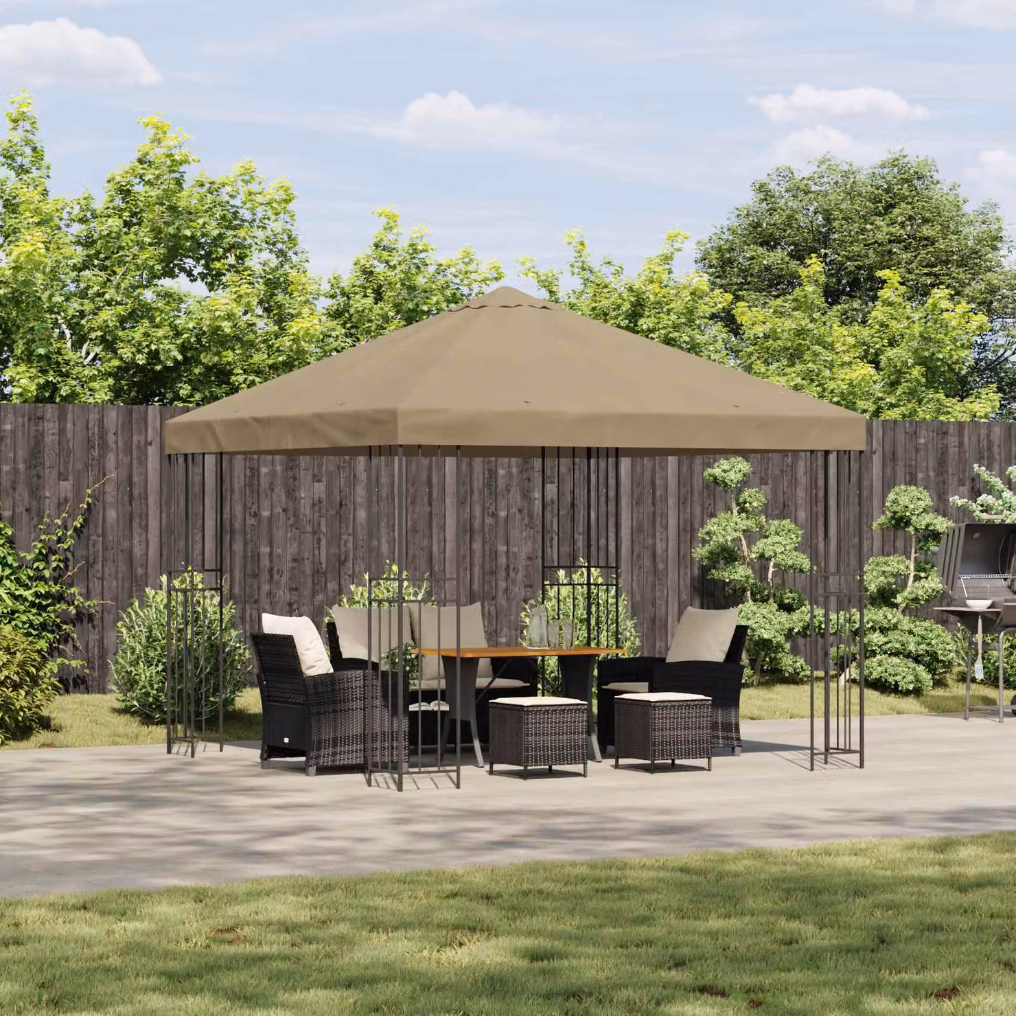 Gazebo vidaXL in acciaio e poliestere beige 3 x 3 m