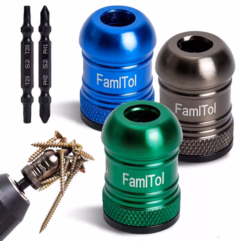 Set di anelli magnetici per viti, composto da 3 pezzi, inclusi 2 inserti, per una precisione ottimale nell'avvitatura