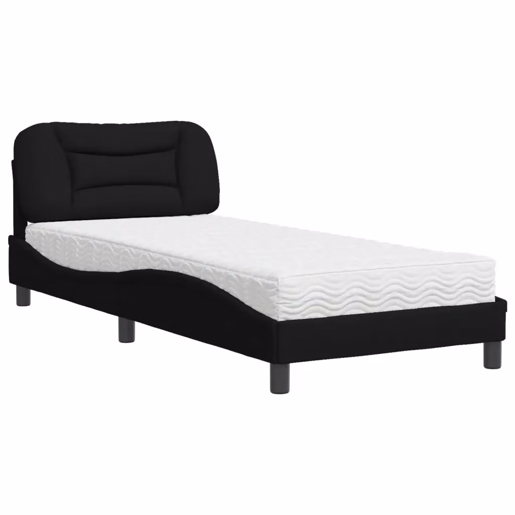 Letto con Materasso Hvar vidaXL Nero in Tessuto L/P/H: 90 x 200 cm – 2