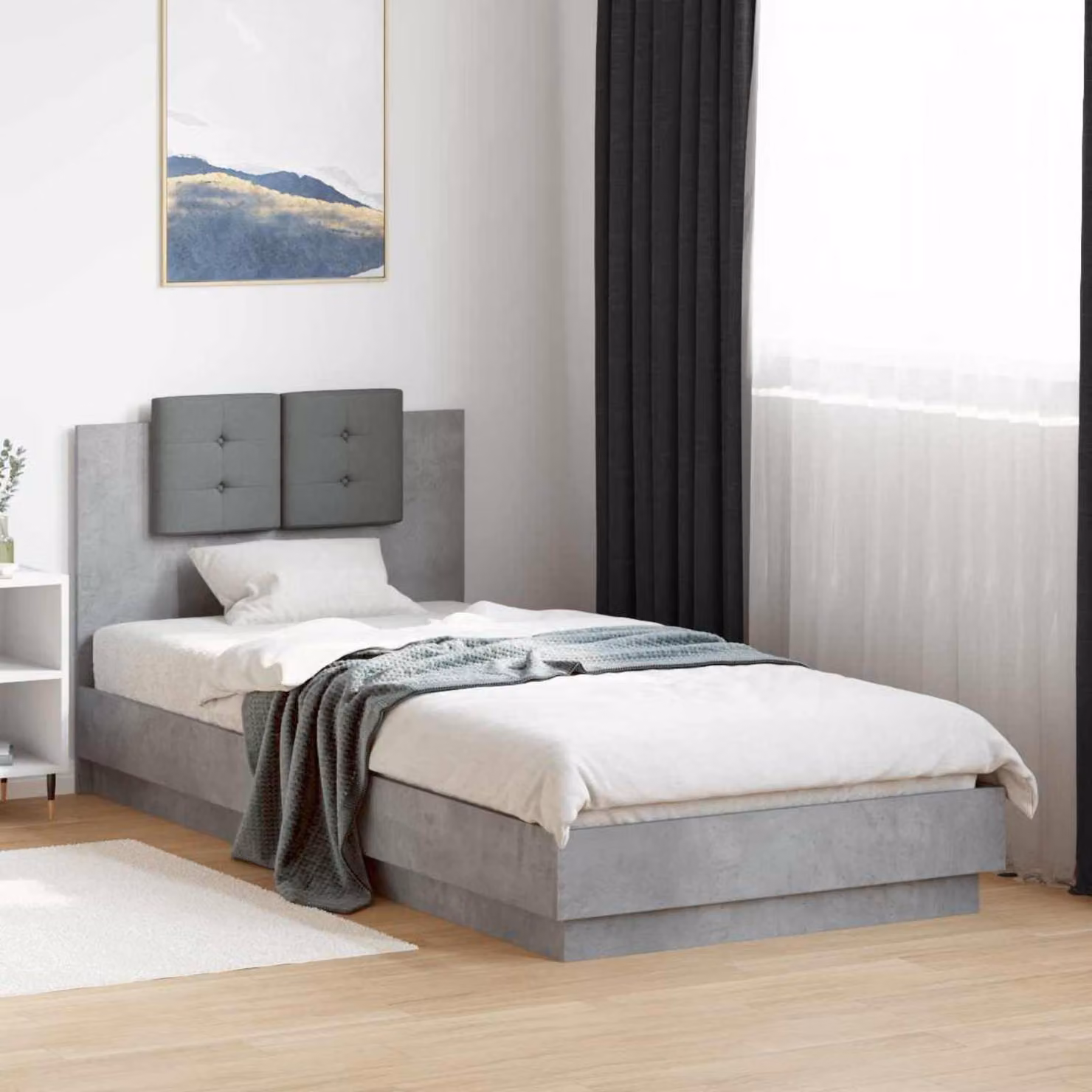 Struttura letto con testata vidaXL in legno MDF Grigio 80 x 200 cm