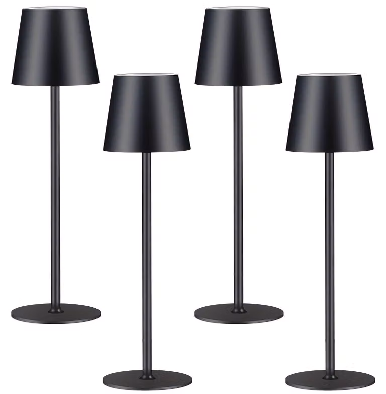 Lampada da tavolo wireless - Lampada LED - Illuminazione da scrivania - Lampada da comodino - Lampada ricaricabile - Set di 4 pezzi, colore nero