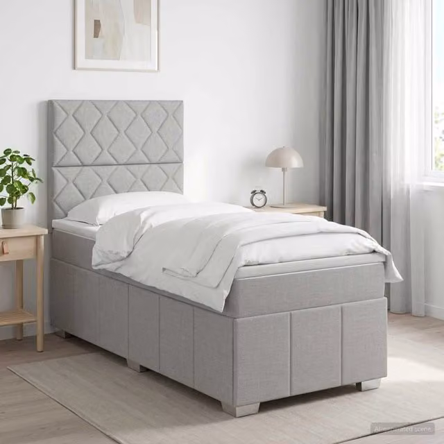 Letto box spring con materasso vidaXL Grigio Chiaro L/P: 90 x 200 cm