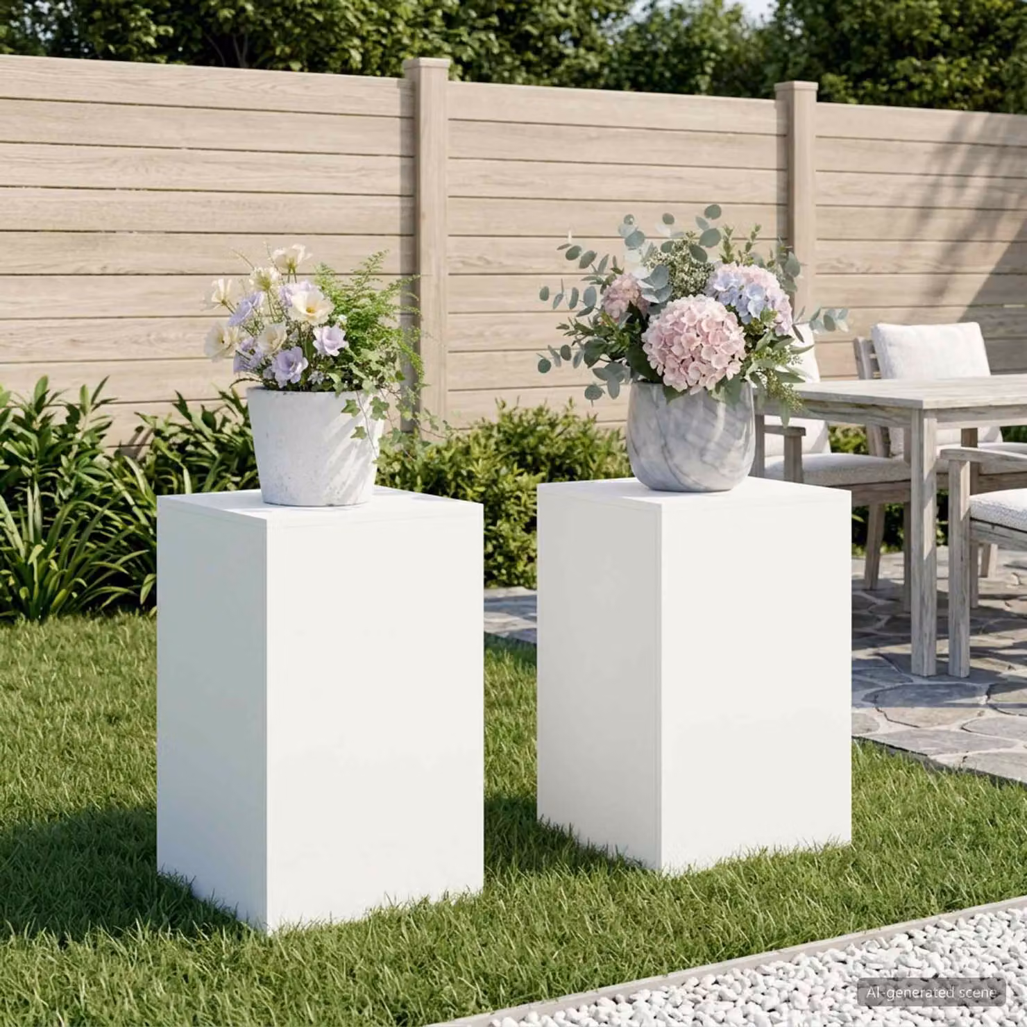 Set di 2 supporti per piante vidaXL in metallo bianco, L/P/H: 40 x 40 x 60 cm