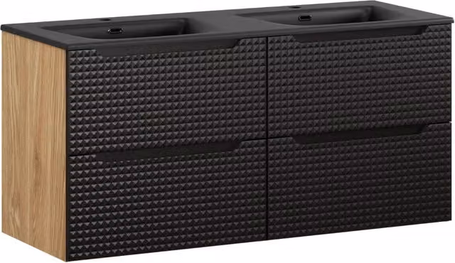 Set mobili bagno Luxor Living SKY con lavabo, colore nero, sospeso, L: 120 cm, P: 46 cm