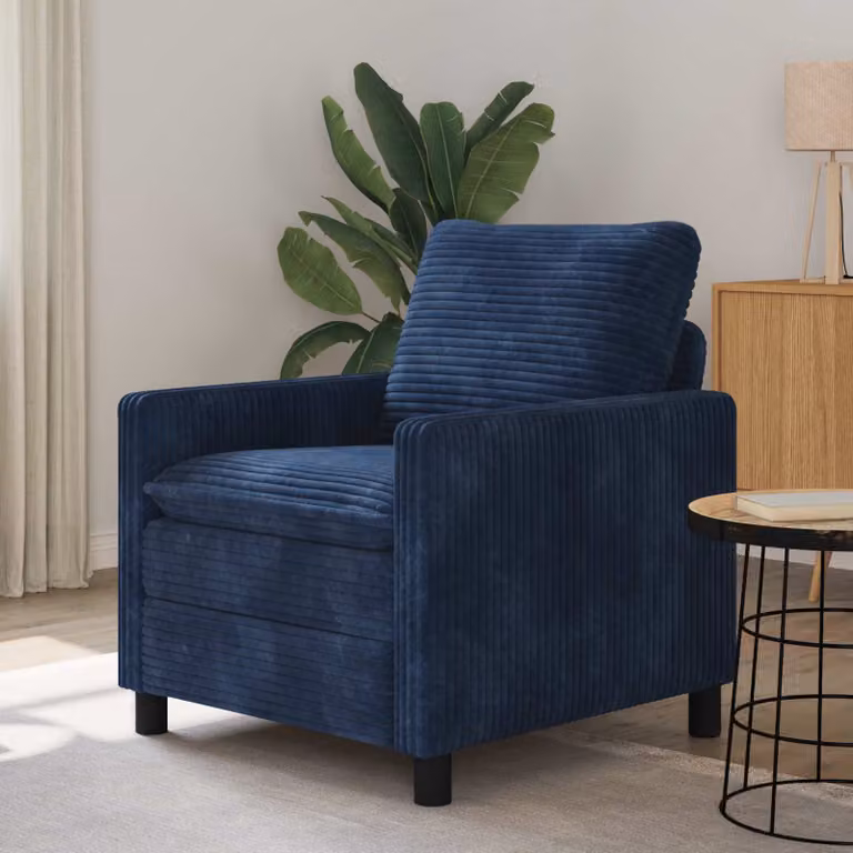 Divano moderno vidaXL blu con motivo a righe, L: 76 cm, P: 81 cm, H: 87,5 cm