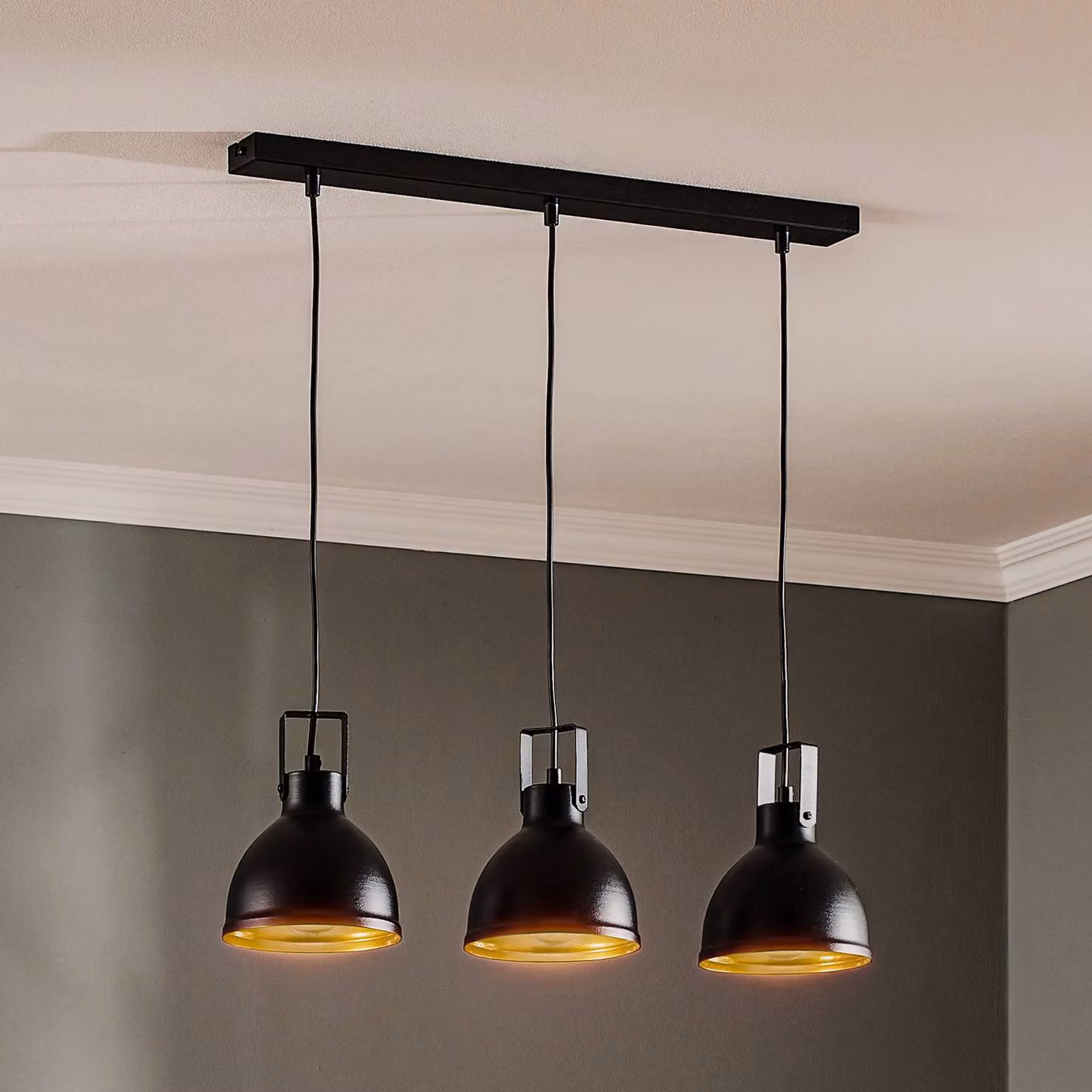 Lampada a sospensione Trial SIGMA, dimmerabile, Nero, Soggiorno / Sala da pranzo, Metallo, Lampada a sospensione