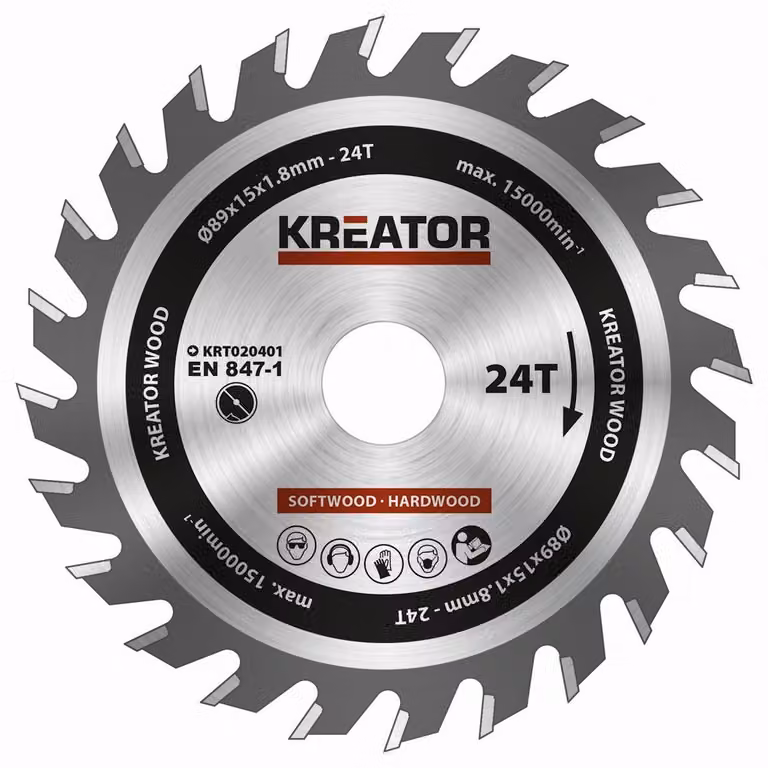 Lama circolare Ø 89 x15 x 1,8 mm 24 denti troncatrice per legno tenero e duro - Lama di marca potente