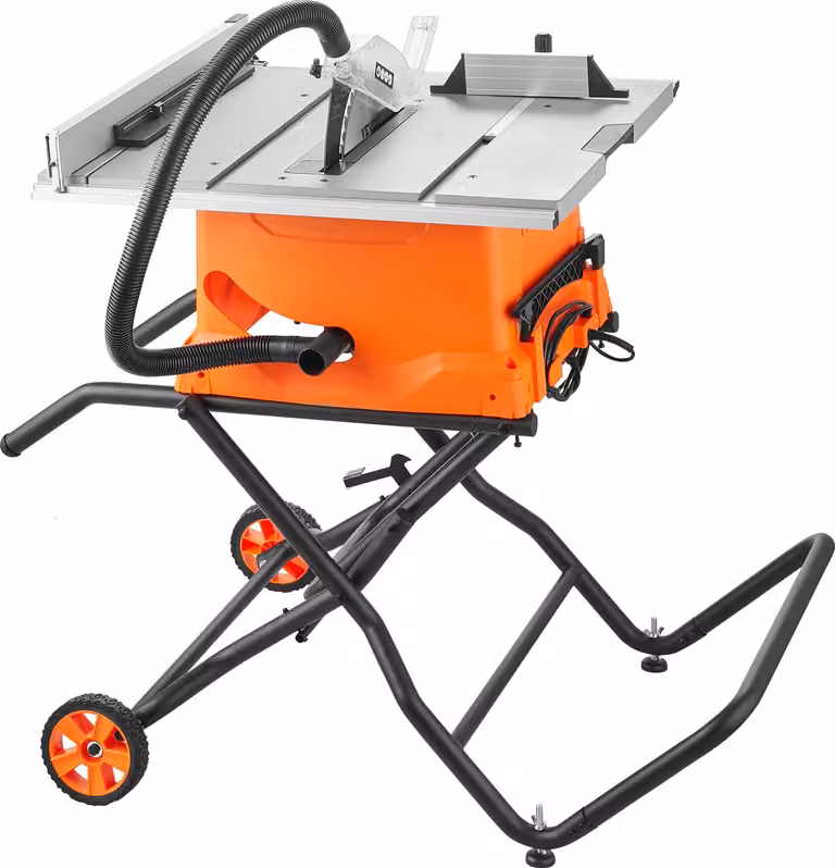 Sega da tavolo SucceBuy con supporto, 10 pollici, 8 amp, capacità di taglio massima di 25 pollici, velocità di taglio di 4800 giri/min, lama da 40 denti, sega da tavolo compatta portatile da cantiere