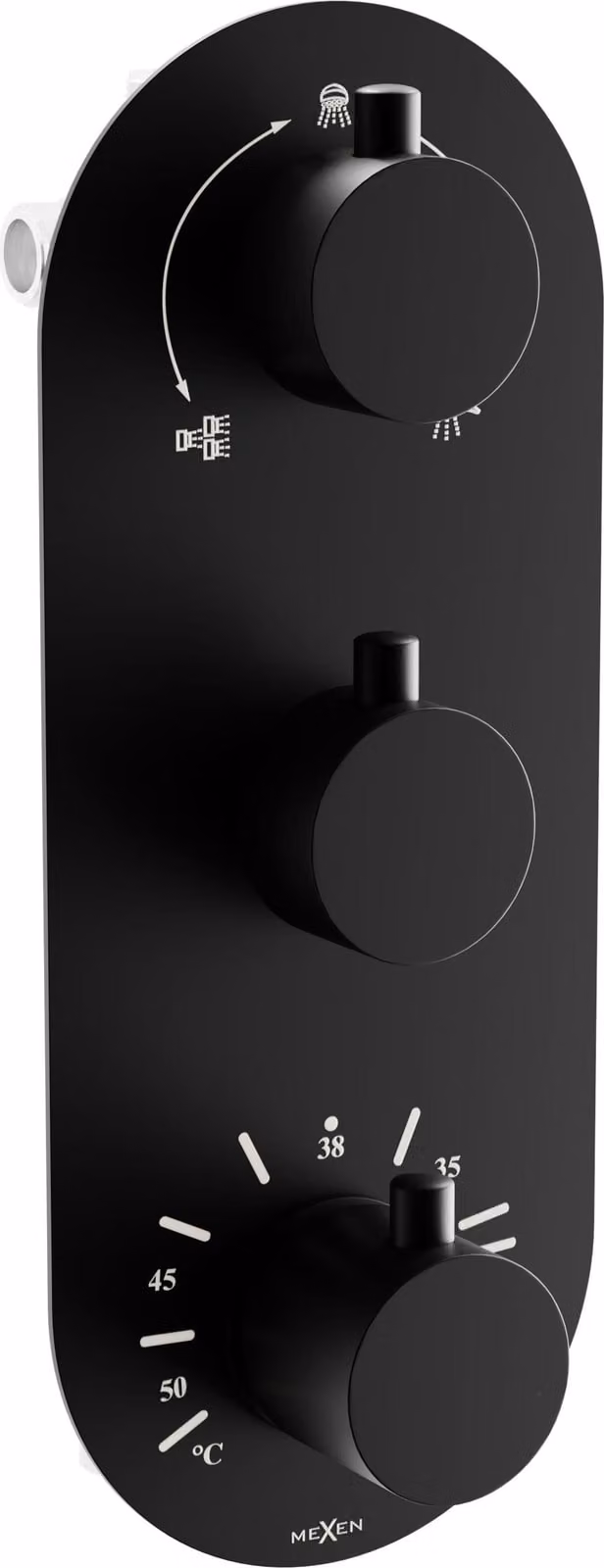 Mexen Kai miscelatore termostatico vasca-doccia a 3 vie, nero - 77603-70