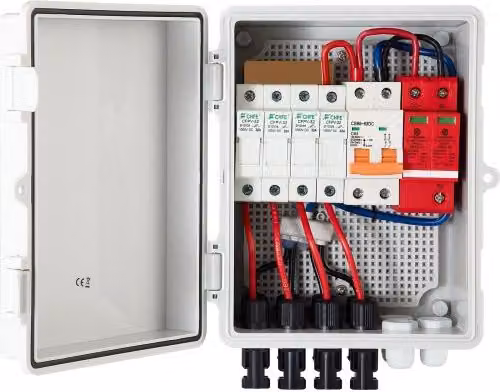 VEVOR Combinatore Fotovoltaico a 4 Stringhe con Scatola per Fusibili 15A per Sistemi On-Grid e Off-Grid, Colore Bianco, L/P/H: 23 x 17 x 11 cm