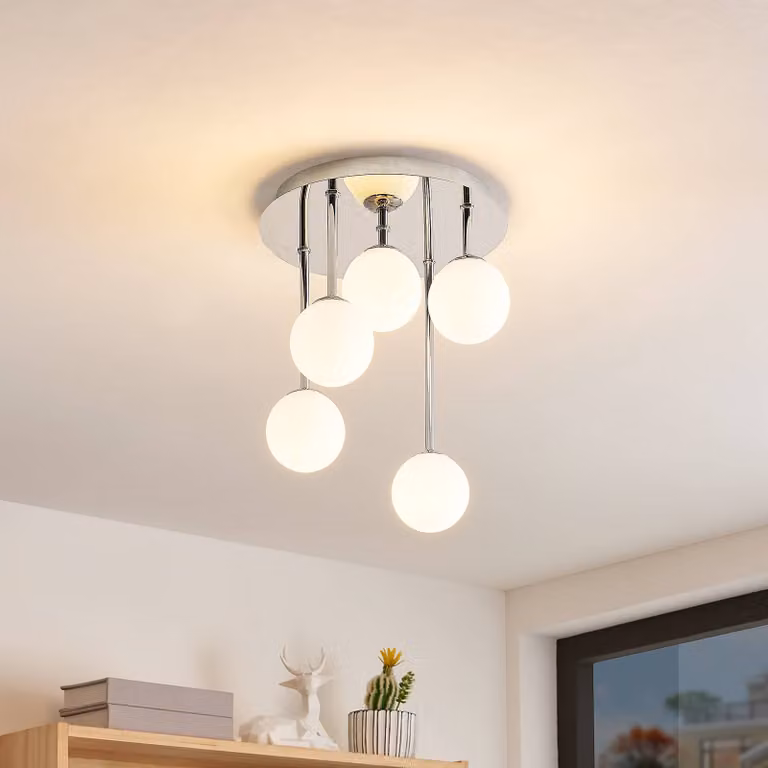 Plafoniera soffitto Chrissy Lindby, dimmerabile, Cromo / Argento, Soggiorno / Sala da pranzo, Metallo, Moderno, Plafoniera