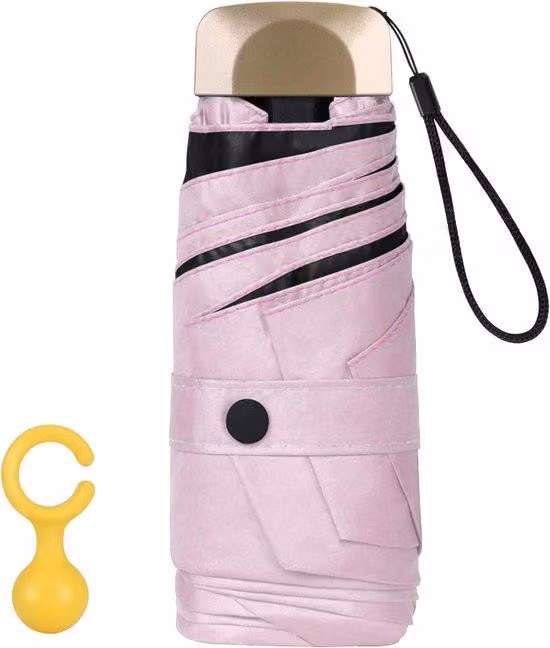 Mini ombrello compatto, leggero, protezione UV, manico dorato, alluminio