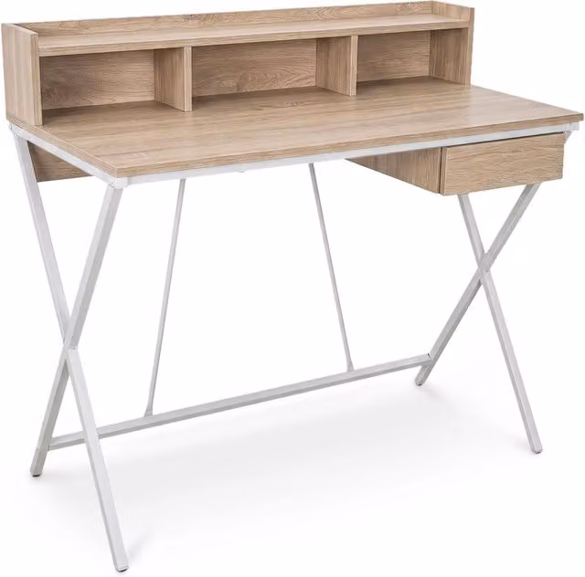 Scrivania PC industriale AKORD FURNITURE FACTORY Rovere e Bianca, L: 100 cm