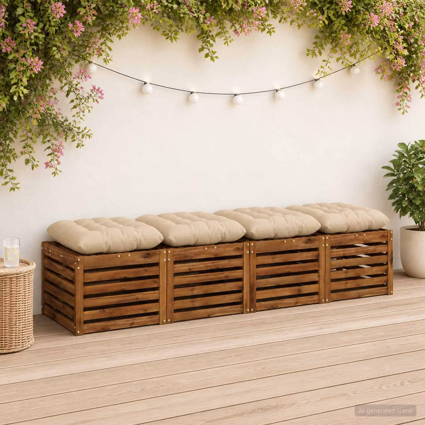 Set di 4 cuscini per seduta VIANEN vidaXL in poliestere, colore beige, design moderno e rettangolare