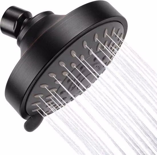 Soffione per docce rilassanti, soffione in ottone a 5 posizioni, 10,2 cm, getto d'acqua potente anche a bassa pressione