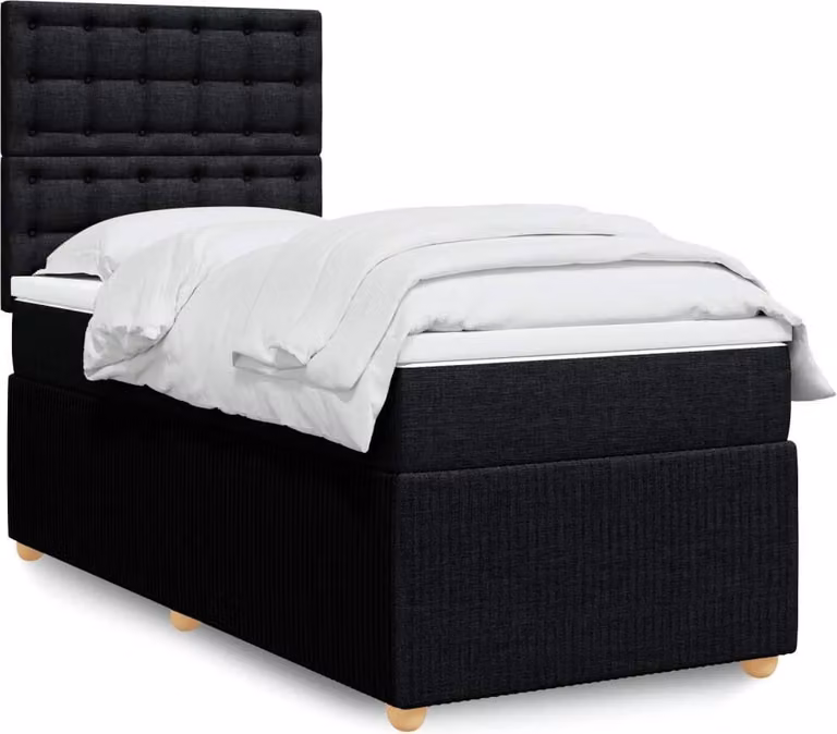 Maison Exclusive - Giroletto a Molle con Materasso Nero 100x200 cm in Tessuto