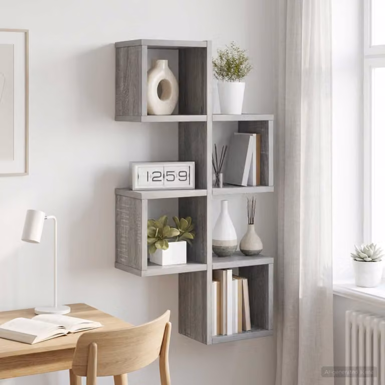 vidaXL Scaffale da parete A parete Sonoma grigio 39 x 15 x 76 cm