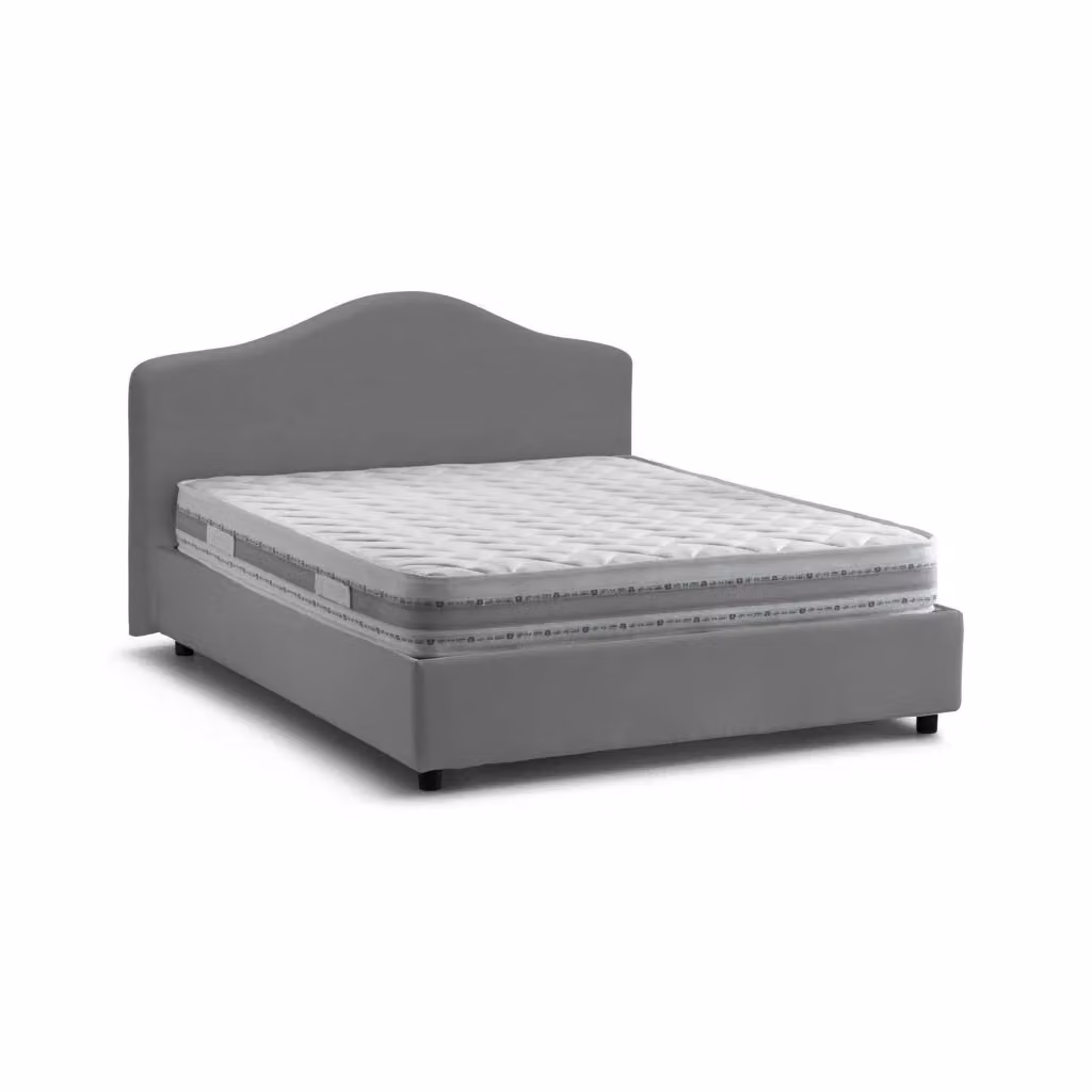 Letto Matrimoniale Talamo Italia Akym con Materasso e Contenitore a Alzata, Rivestimento in Tessuto Grigio, L/P: 160 x 200 cm – 2