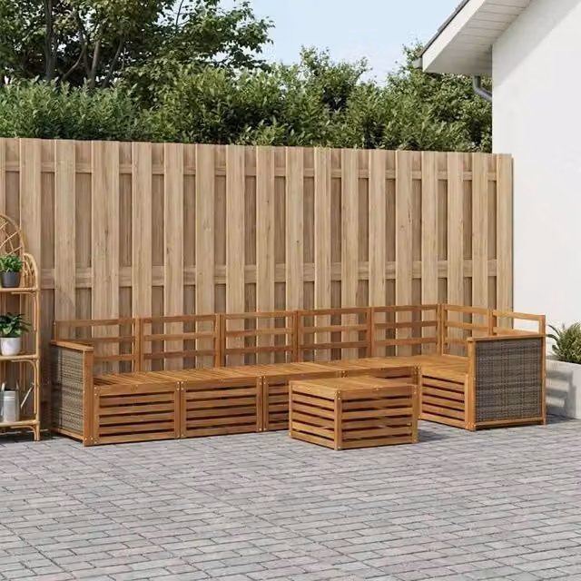 Set di divani da esterno 6 pz Naturale Legno di Acacia Massello 3384435