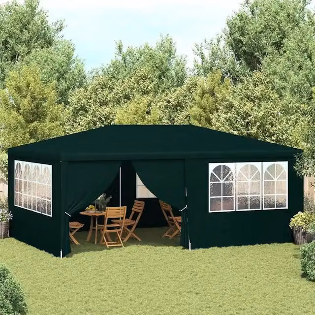 Gazebo Professionale Videx Verde con Pareti e Finestre L: 400 cm, P: 400 cm, H: 270 cm – 1