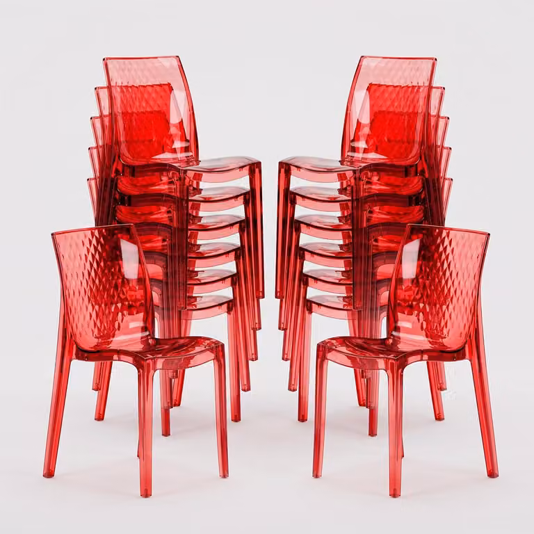 18 sedie Sedia da cucina Sedia da pranzo Sedia da pranzo Grand Soleil Hypnotic - Rosso trasparente