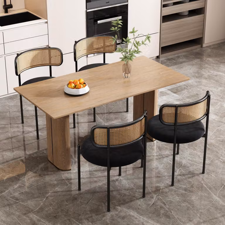 Sedia da pranzo in velluto, set da 4, design moderno e semplice, sedia da relax con quattro gambe in metallo, sedia da salotto e camera da letto in rattan, colore nero