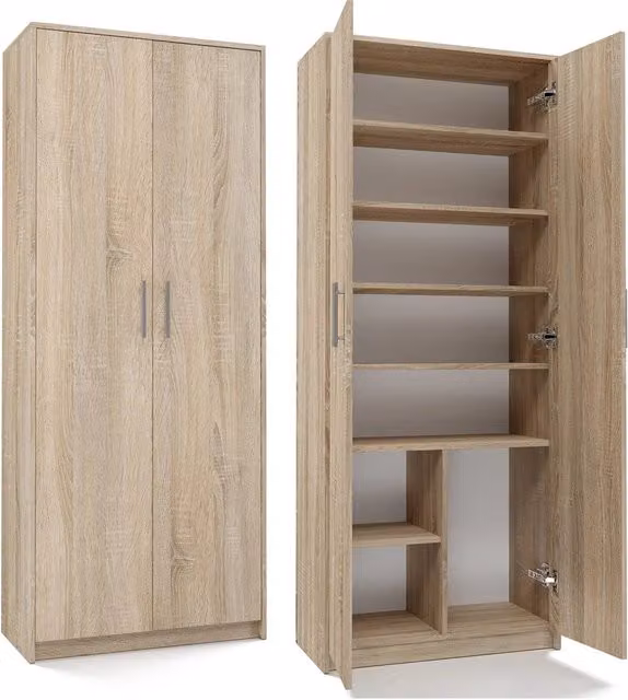 Scaffale moderno OLIV 2d con ante a battente in MDF marrone H: 180 cm, L: 74 cm, P: 35 cm