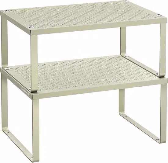 Set di organizer da cucina in metallo, 2 pezzi, compatto, impilabile, smontabile, con foglietti a spruzzo di colore verde
