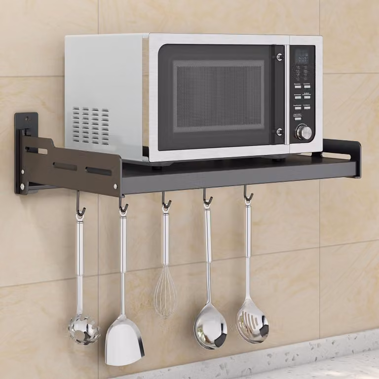 Mensole a parete con 5 ganci, dimensioni 52 x 36 x 14,5 cm, ideali per la cucina