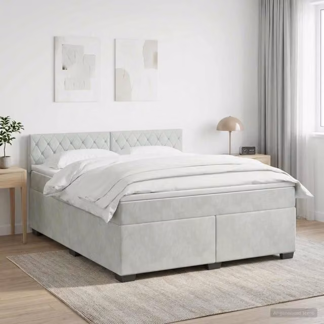 Letto box spring con materasso ibrido vidaXL Grigio Chiaro L: 160 cm, P: 200 cm – 1