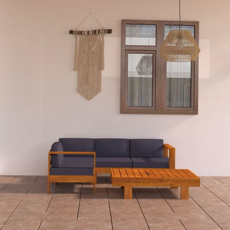 Maison Exclusive - Set da giardino da 5 pezzi con cuscini grigio scuro e struttura in legno di acacia