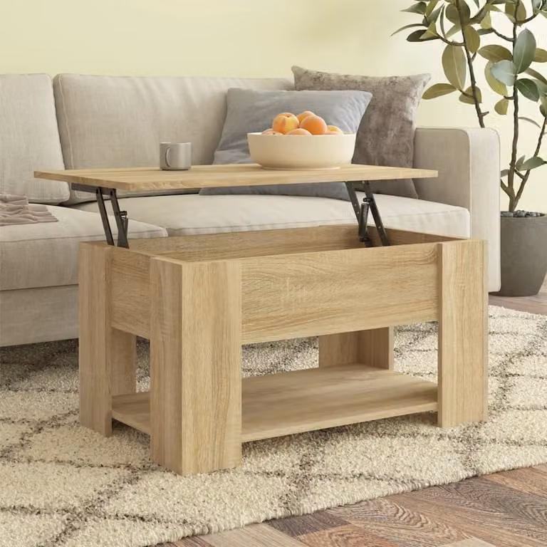 The Living Store tavolino in rovere Sonoma 79x49x41 cm materiale a base di legno