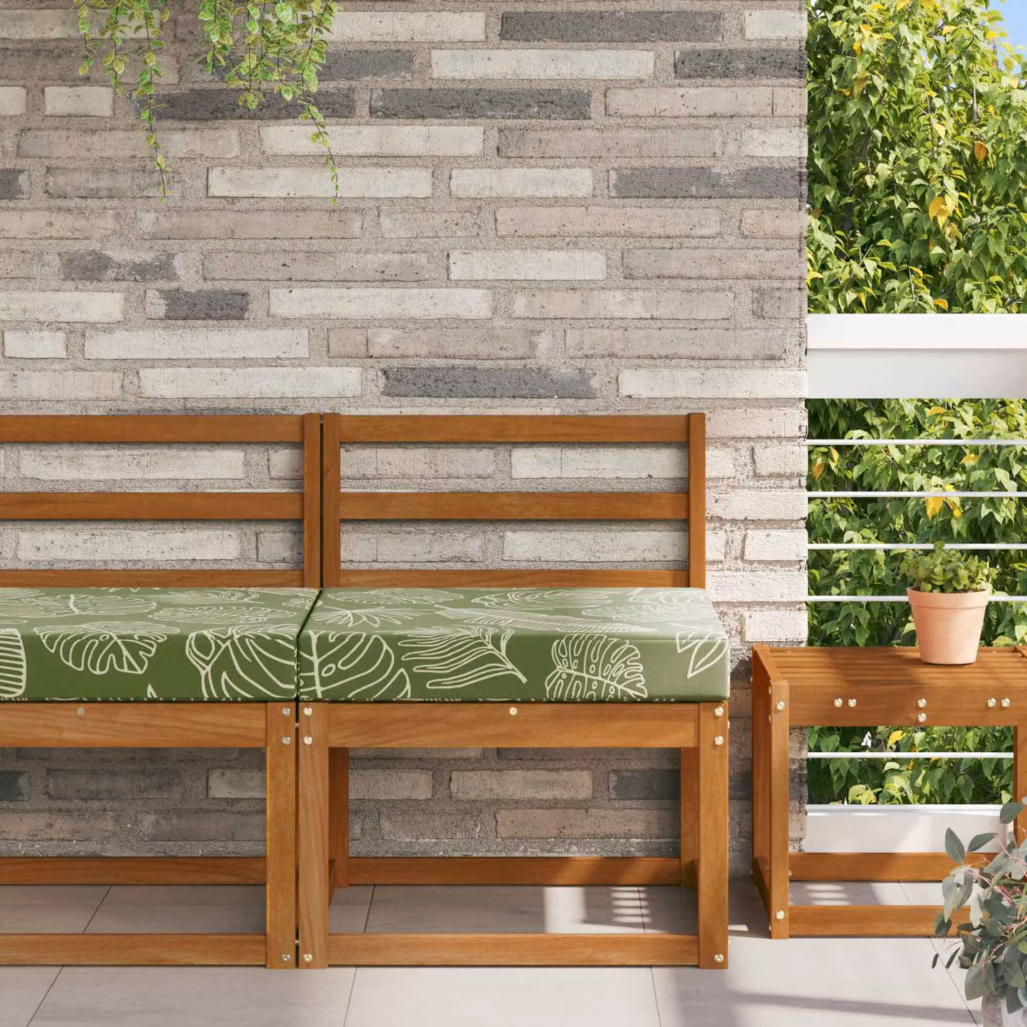 Cuscino per divano da esterno vidaXL verde con design floreale in poliestere, L/P/H: 60 x 60 x 60 cm