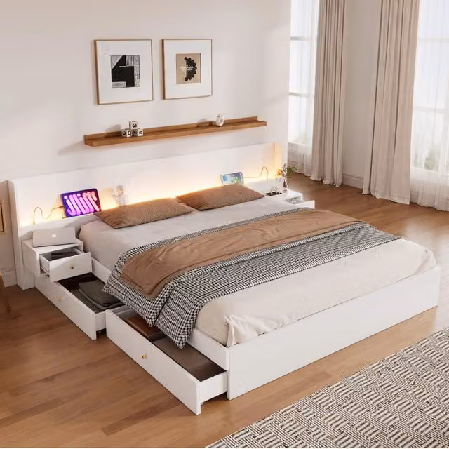 letto matrimoniale mdf bianco 180 x 200 cm