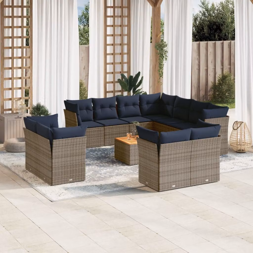 Maison Exclusive - Set Divani da Giardino 12 pz con Cuscini Grigio in Polyrattan