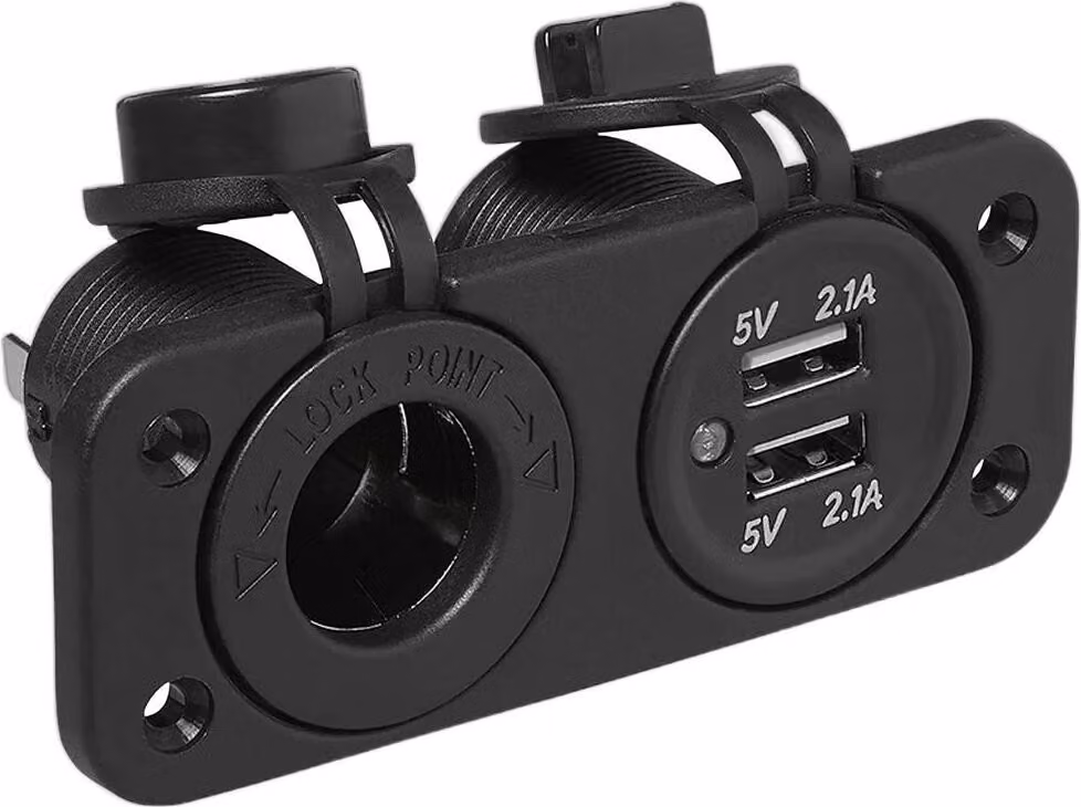 Kit da incasso: presa DIN + porta USB doppia tipo A 2x2100mA