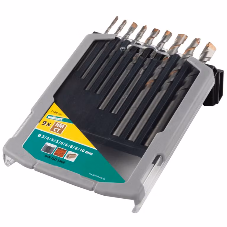 Set di punte per trapano Wolfcraft 7109000 Calcestruzzo 9 pezzi