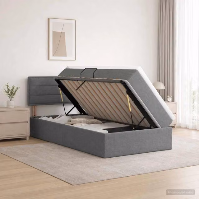 Letto con contenitore e materasso Grigio Scuro 90 x 200 cm 3458533