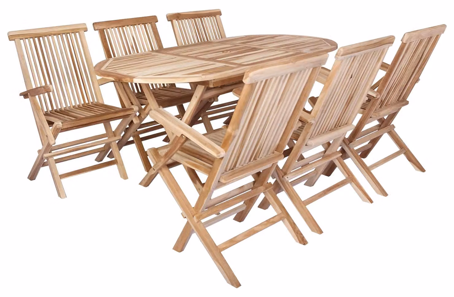 Set di mobili da giardino, 7 pezzi, in legno massello di teak naturale
