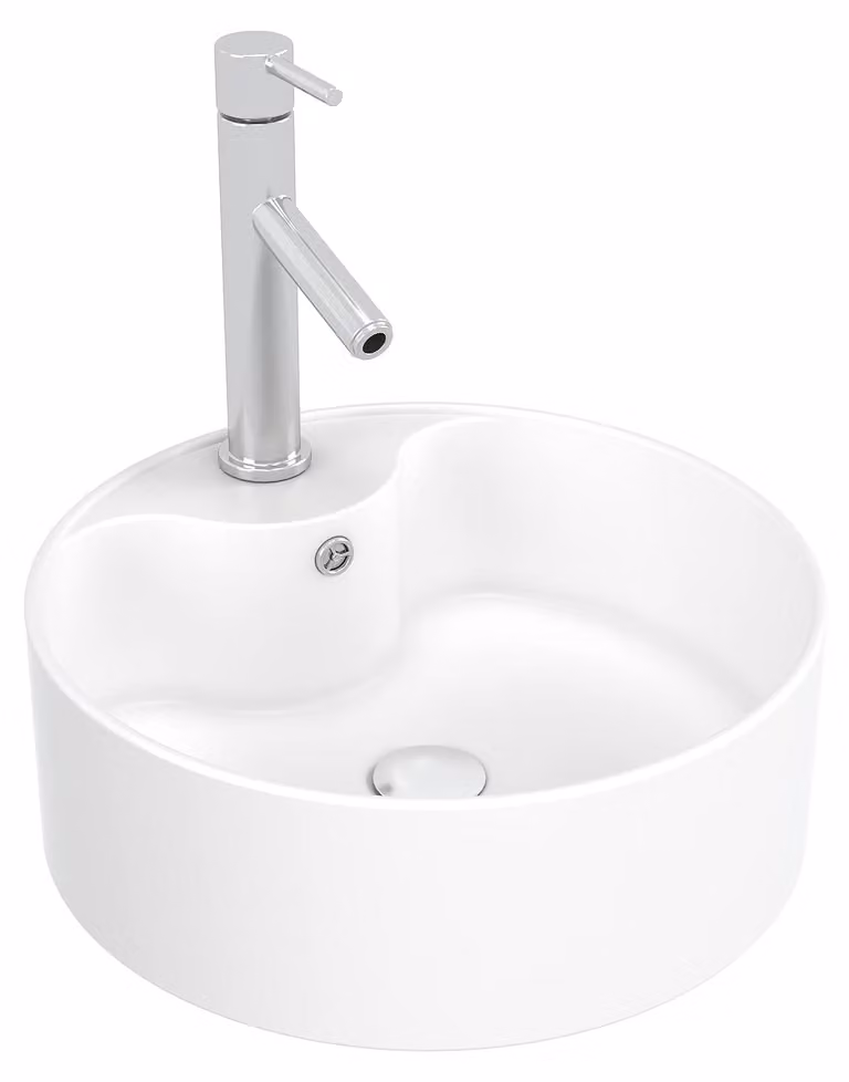 Lavabo in Vetroceramica rotondo, diametro 41 cm, altezza 14,5 cm