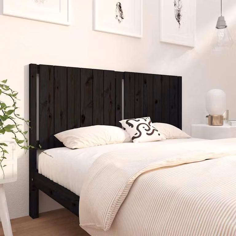 vidaXL Testiera per Letto in Legno Massello di Pino Nero L: 145,5 cm, P: 4 cm, H: 100 cm