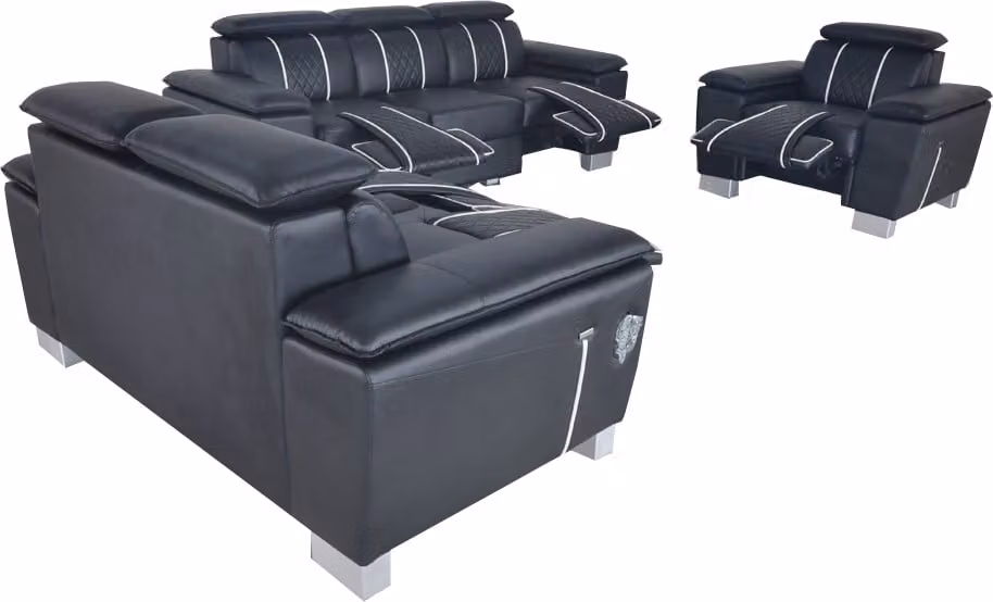 Ledersofa Couch Wohnlandschaft Eck Garnitur Design Modern Sofa 3+2+1Sitzer G8048