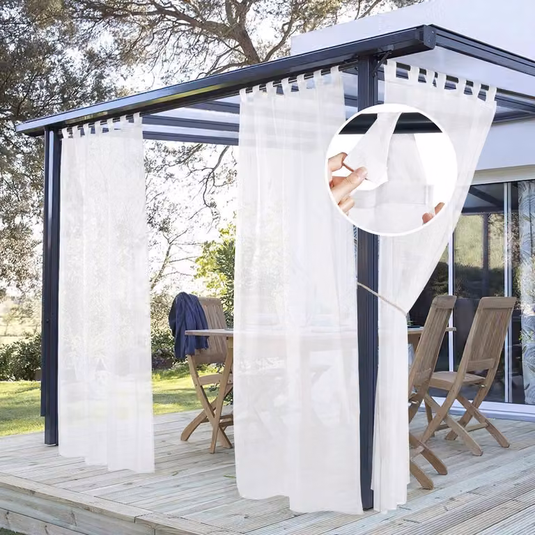 Dailygoods - Tende per terrazza impermeabili - Tende trasparenti - Tende filtranti per la luce - Tende per esterni per balcone/terrazza - 137B x 243H cm - 2 pezzi