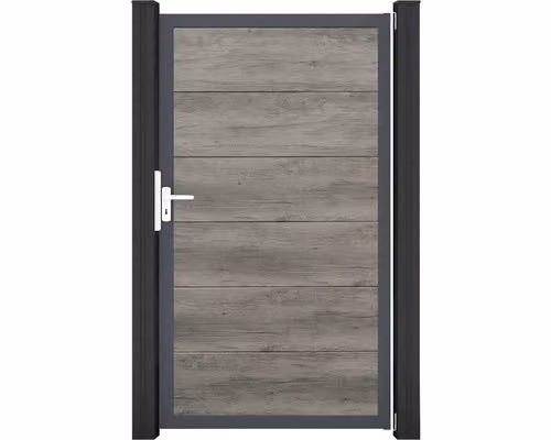 Cancello a innesto GroJa BasicLine 100x180cm, telaio universale DIN in alluminio DB 703 Monument Oak