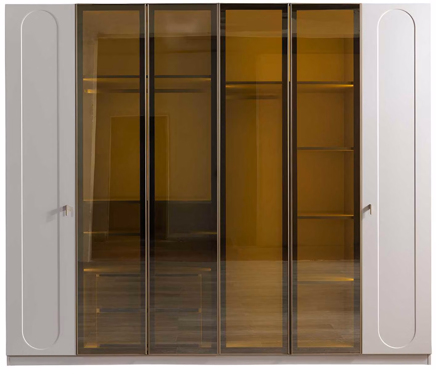 Armadio moderno bianco Armadio di design con inserti dorati
