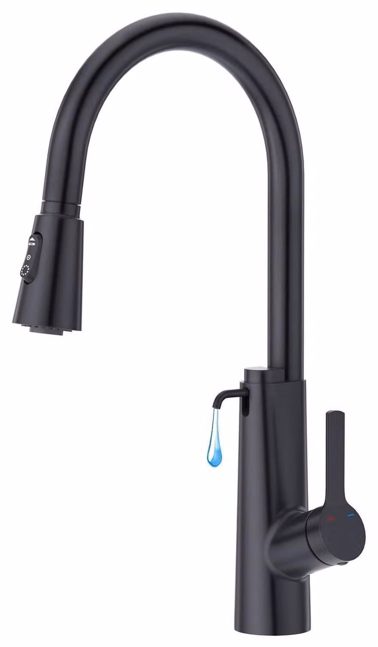 Rubinetto da cucina con dispenser per sapone, rubinetto per lavello ad alta pressione, 3 modalità, finitura nera opaca