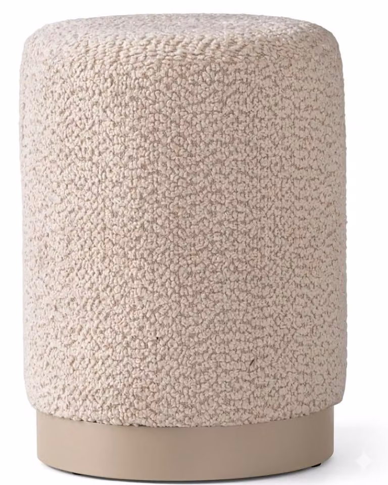 Pouf beige, tessuto, legno, moderno, imbottito, tinta unita, seduta