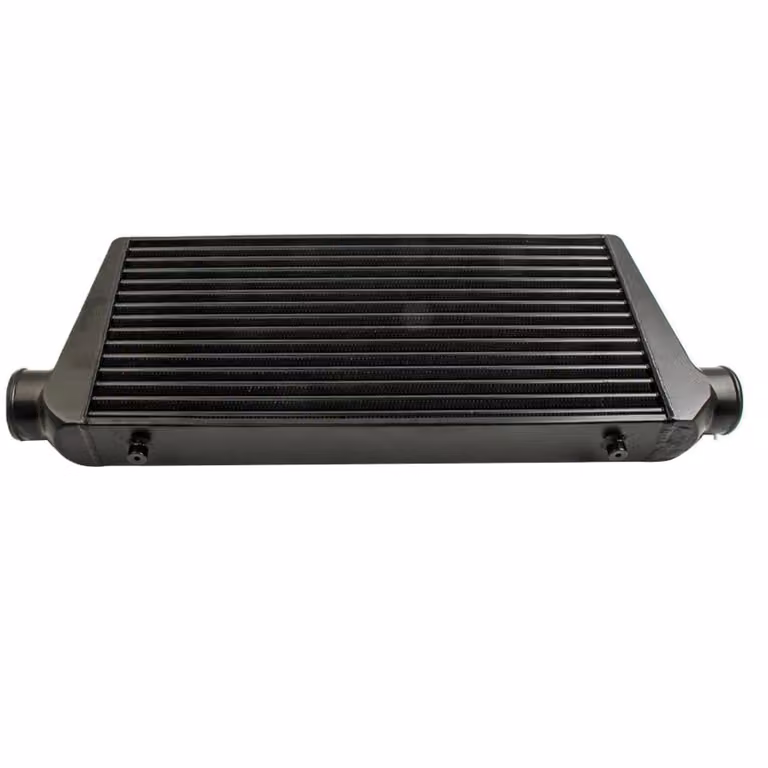 Intercooler turbo universale, 600 x 300 x 76 mm, design a tubi e alette, nero